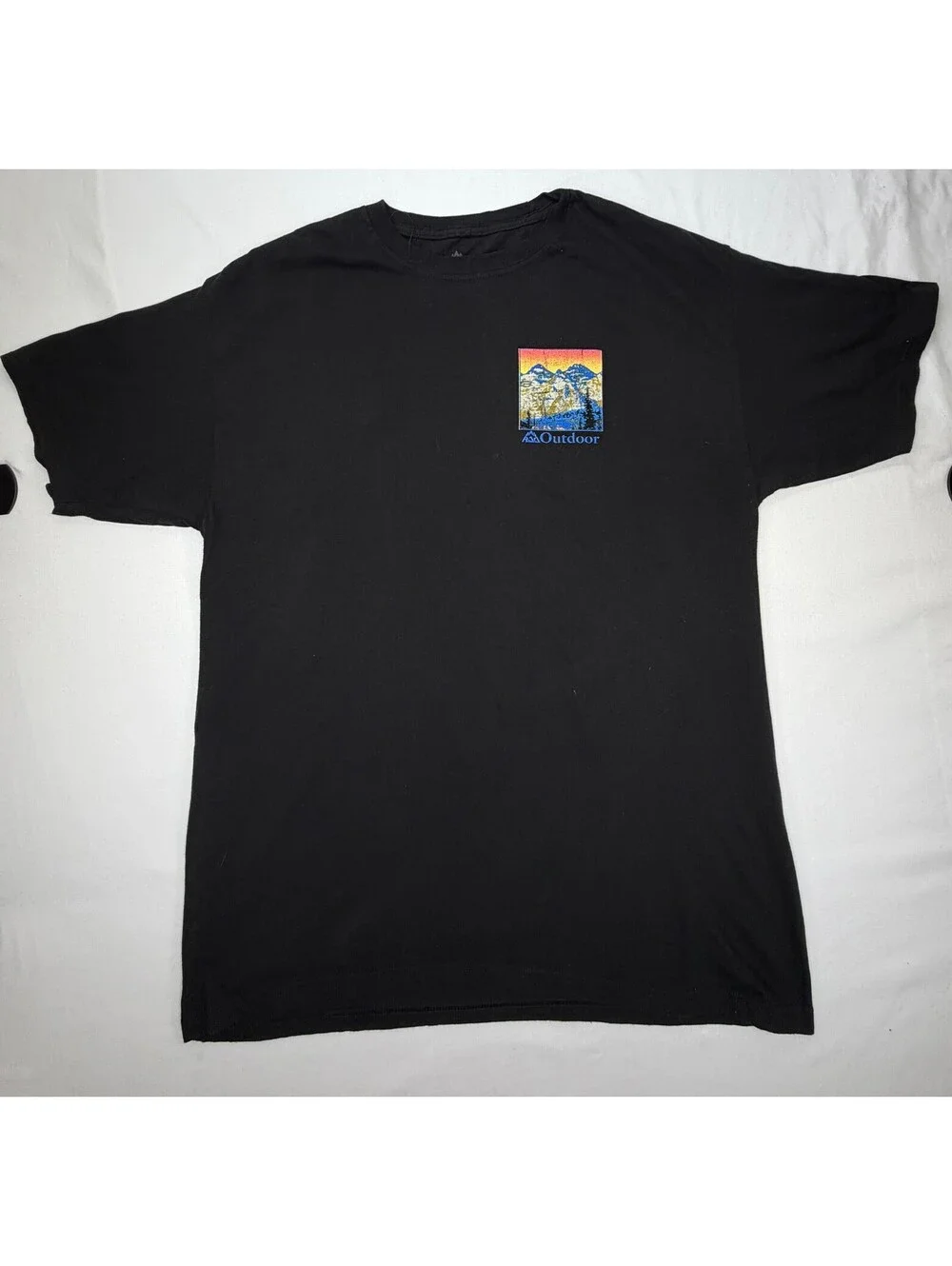 Outdoor Men's Graphic T-Shirt Crew Neck Cotton Regular Fit Size Large Black